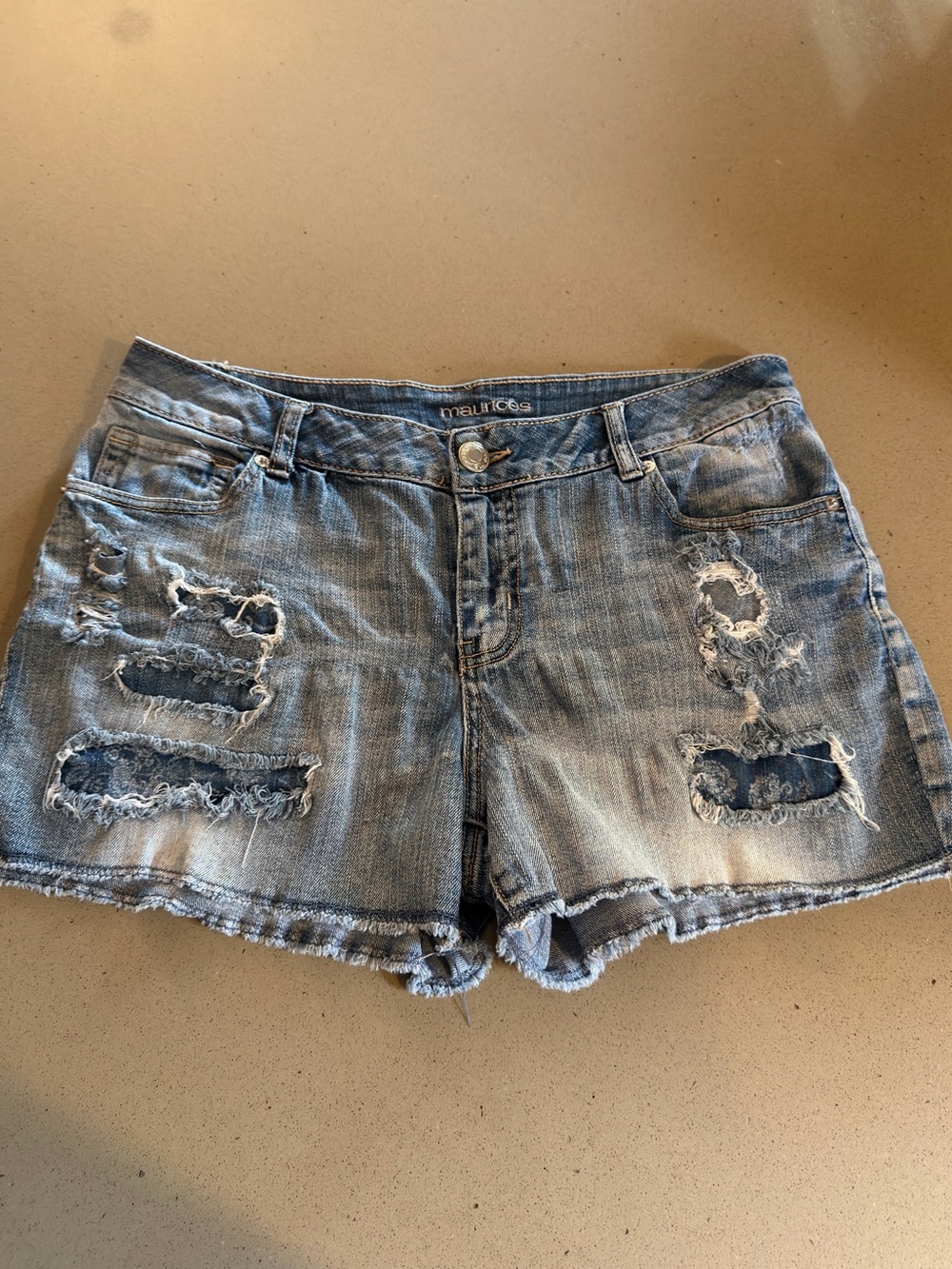 Maurices Light Blue Distressed Denim Shorts
